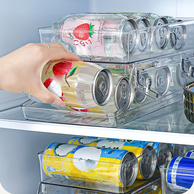 Caja de almacenamiento para refrigerador, organizador de latas de bebidas y  refrescos, soporte transparente para botellas, dispensador de latas para  nevera - AliExpress
