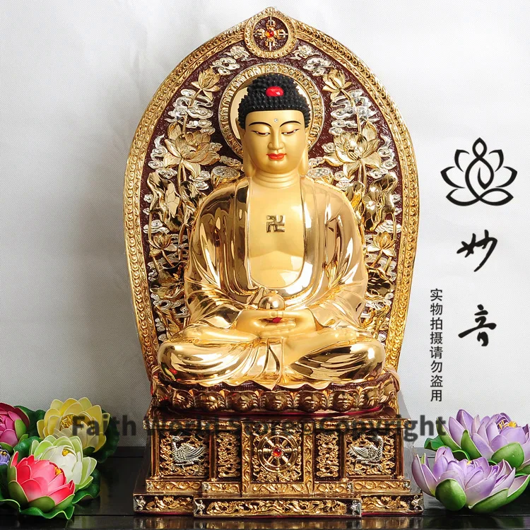 

OFFICE HOME family business Health efficacious Protection Talisman # Buddhism the Buddha brass 24 K gilding statue-50 CM TALL