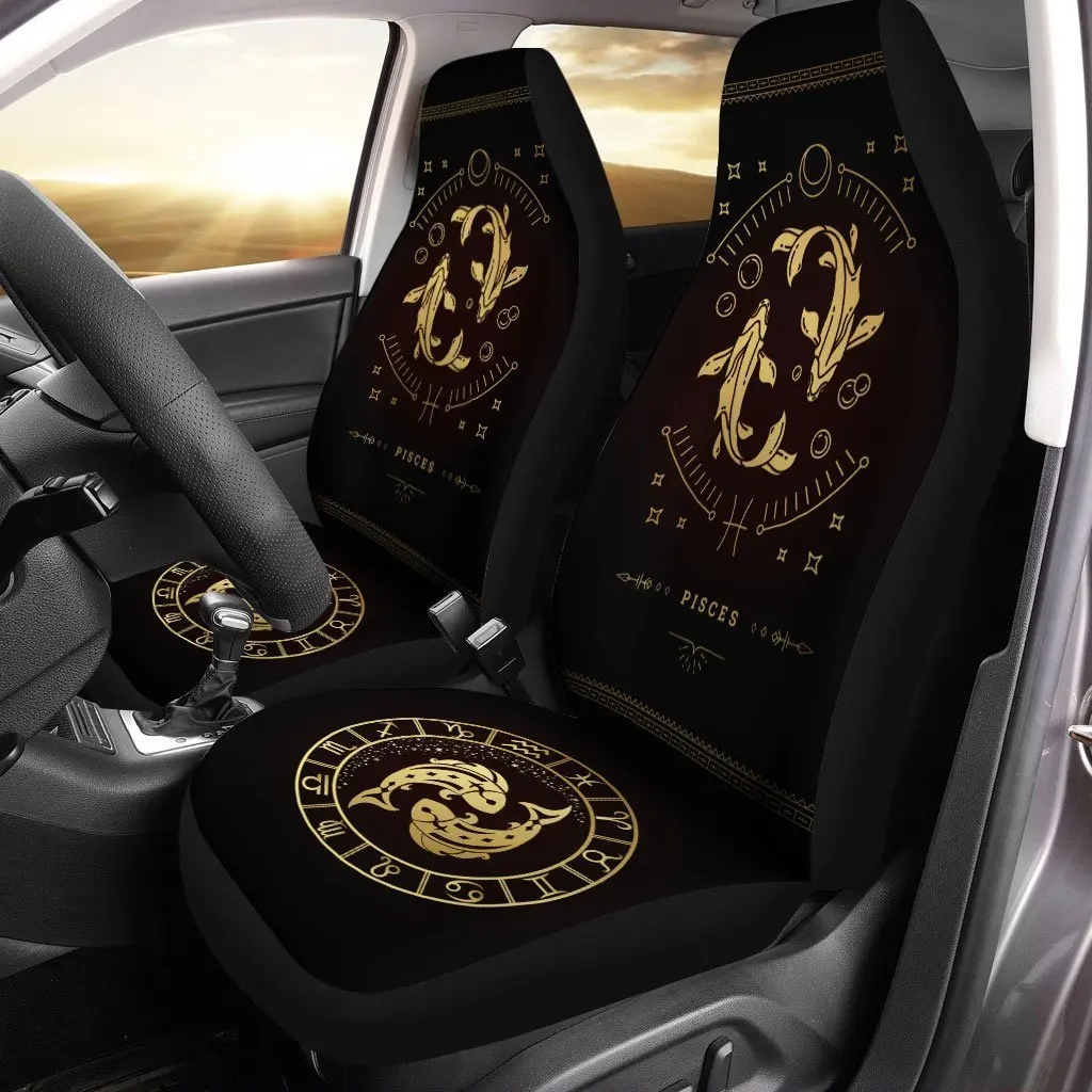 

Pisces Horoscope Car Seat Covers Custom Birthday Gifts Car Accessories,Pack of 2 Universal Front Seat Protective Cover