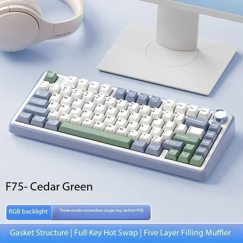 Teclado mecánico F75 con cable Bluetooth RGB PBT 75%/2,4G diseño inalámbrico junta de perfil OEM Pc Tablet teclado suministros de oficina