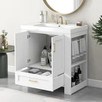 Bathroom Organizers, 30 Inch Bathroom Vanity With Sink, Freestanding Single Bath Vanity Wood Storage Cabinet With Drawer, Side S 1