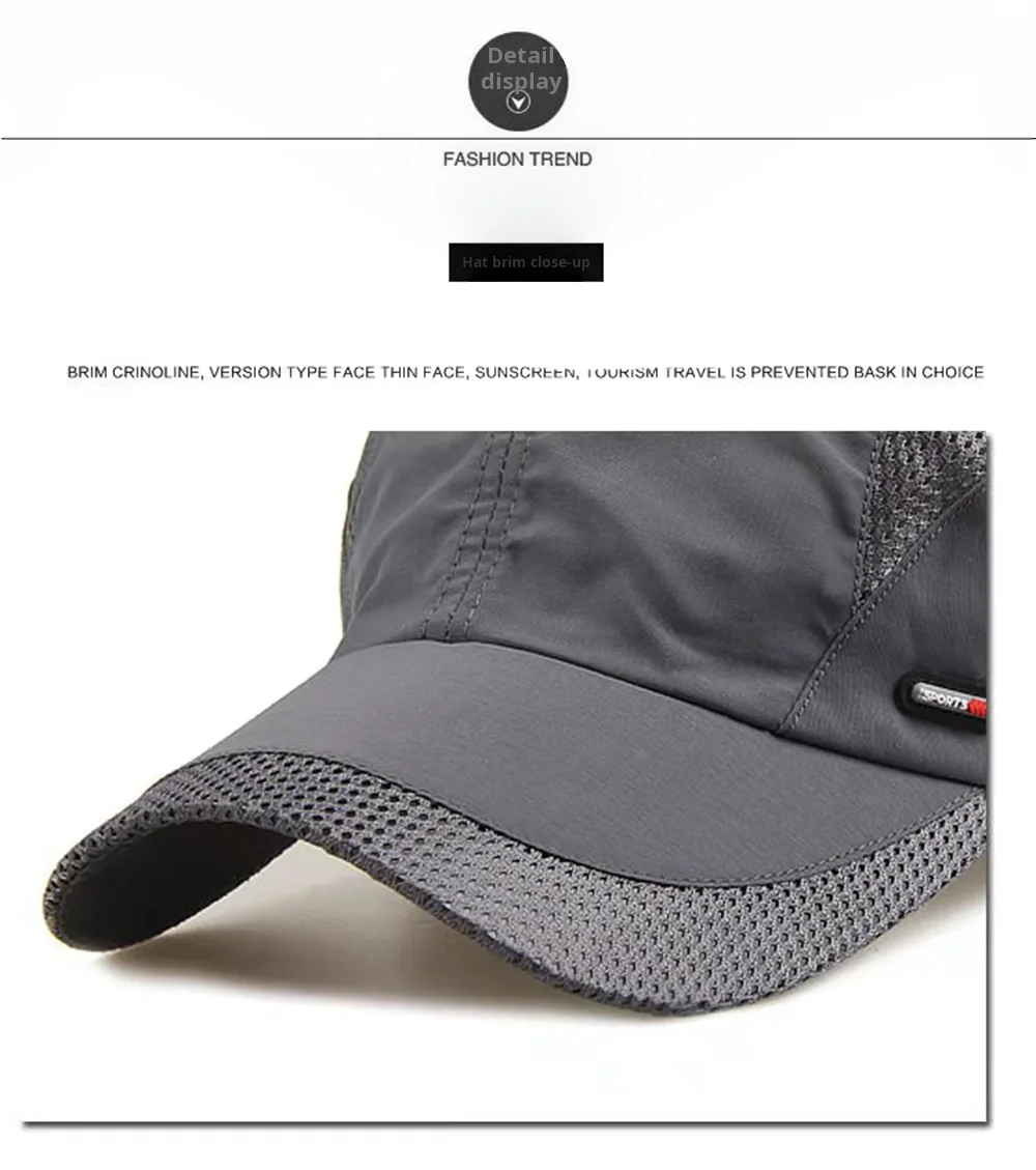 Description Picture 5 of itemQuick Dry Baseball Cap Outdoor Sports Mesh Breathable Hat For Men Portable Hiking Fishing Sunbonnet Golf Adjustable Cap