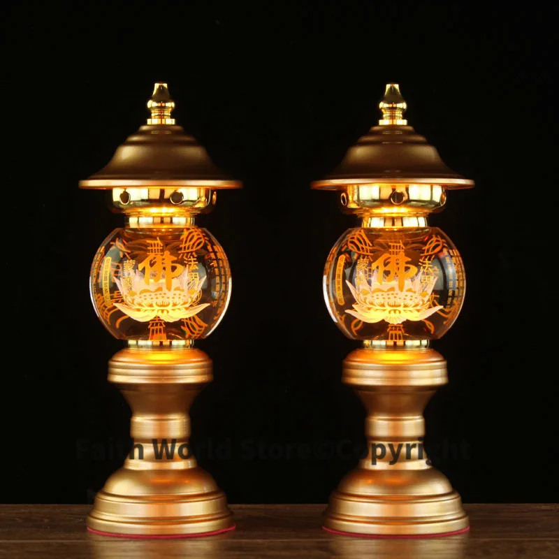 

A PAIR 2pcs large high grade Buddhism worship LED lamp HOME Temple shrine enshrine Sakyamuni guanyin buddha Bless safety health