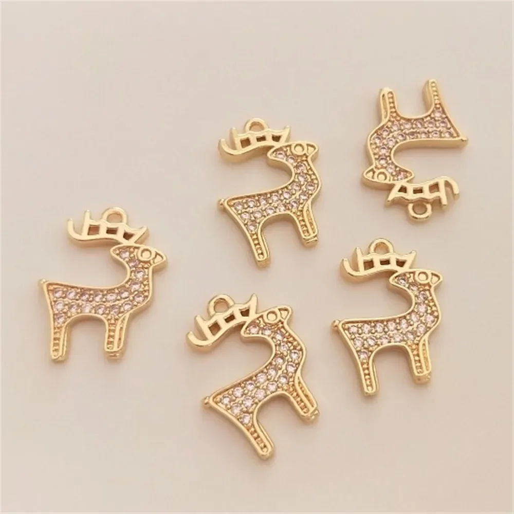 

Рождественский олень, 14K, Золотое заполнение, искусственная подвеска, браслет, серьги, ткань K102