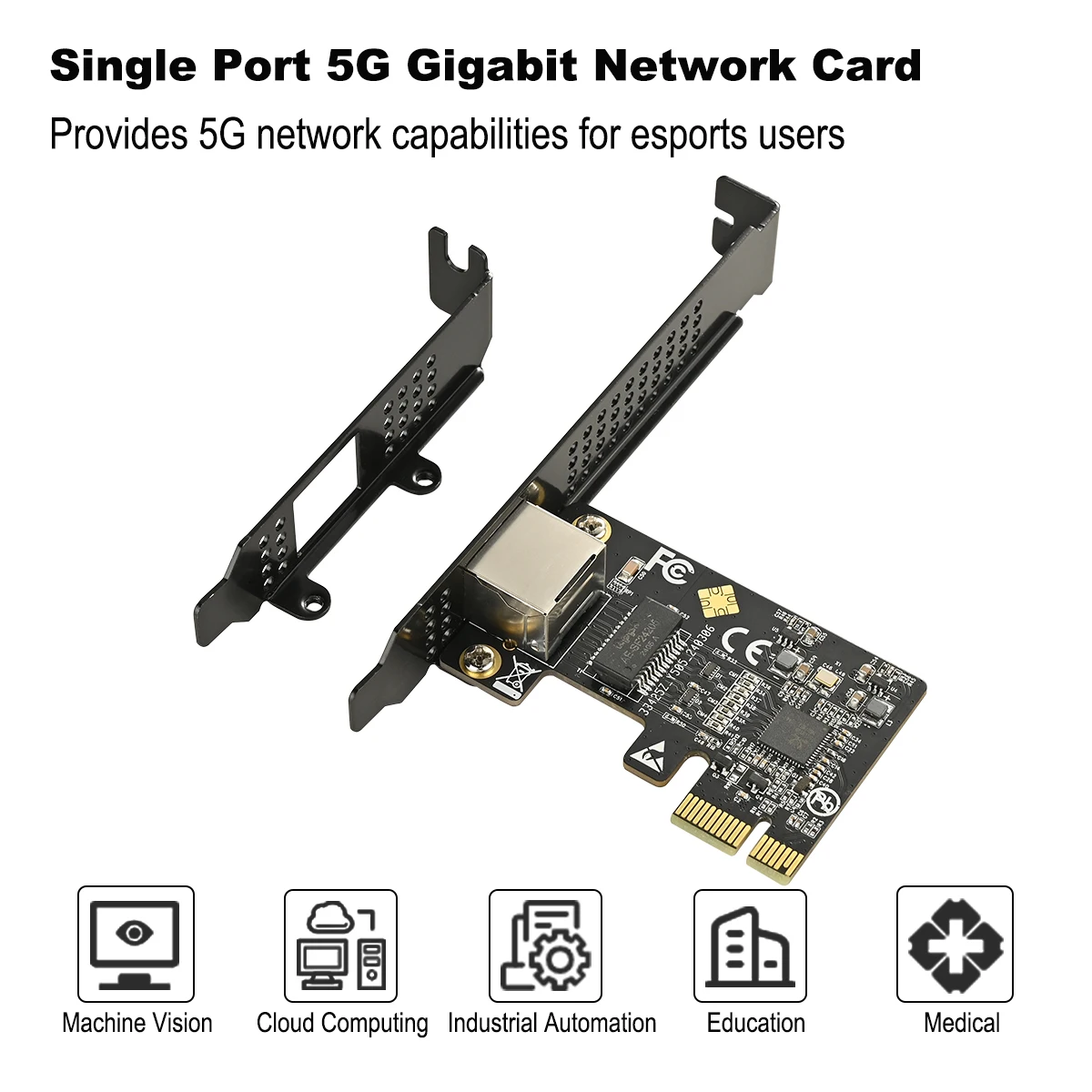 IOCREST 5G PCI-E To RJ45 Network Card RTL8126 Chip Gigabit Ethernet PCI Express Network Card 10/100/2500/5000Mbps 1Gbps/5Gbps