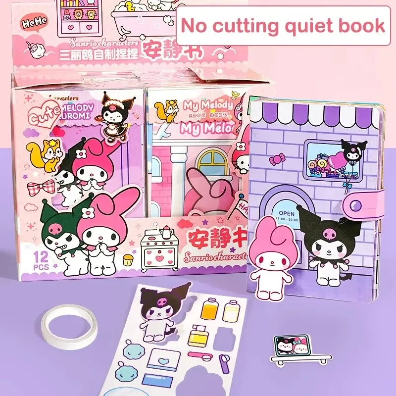 Sanrio Quite Book Kuromi Cinnamoroll Handmade Sticker Funny Montessori Educational Toddler Game For Kids Gift 4