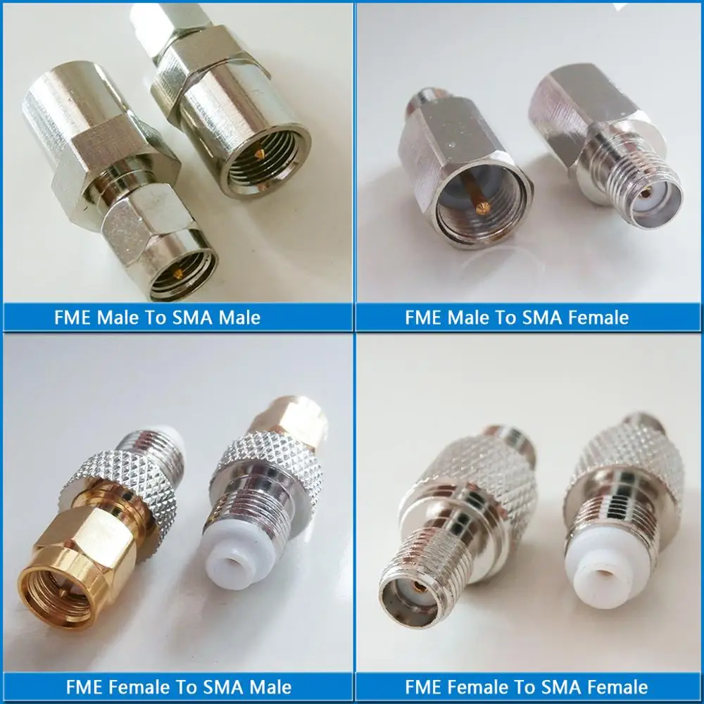 

4 Pcs Kit Set Adapter FME Male & Female To SMA Male & Female Cable Connector Socket FME - SMA Straight Coaxial RF Adapters