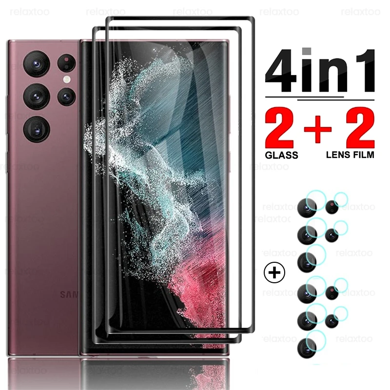Закаленное стекло 4 в 1 для Samsung S22 Ultra Защитное объектива камеры Galaxy Plus S22Ultra S 22