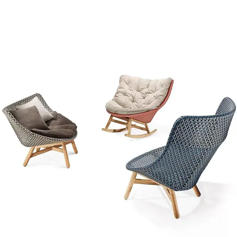 Light Luxury Teak Garden Chairs for Villa Solid Wood Back Lazy Sun Lounger Nordic High-end Designer Garden Furniture for Hotel