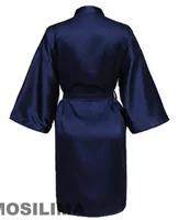 Robe de mariée d'équipe de fête de mariage avec lettres noires, pyjama Kimono en Satin, peignoir de demoiselle d'honneur SP2000 6