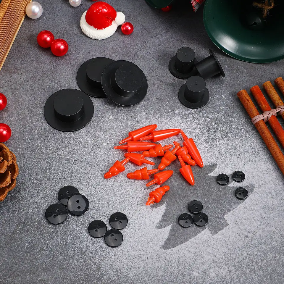 100pcs Carrot Nose Buttons - 4 Size Wooden Snowman Nose Buttons For DIY Crafts