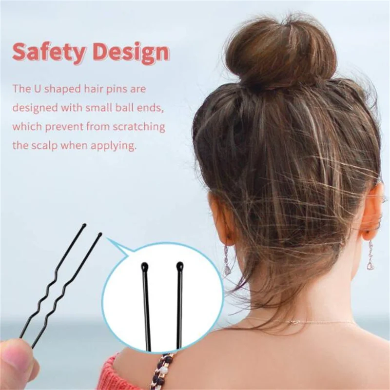 Hair Accessory 50 Pcs/Bag 5 6 7cm U Shaped Alloy Hairpins Waved Hair Clips Simple Metal Bobby Pins Barrettes Bridal Hairstyle Tool Hair Pins