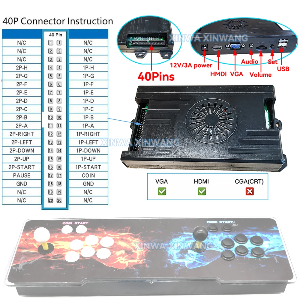 9800 en 1 Pandora Saga DX 2 Plus Arcade Box versión familiar placa