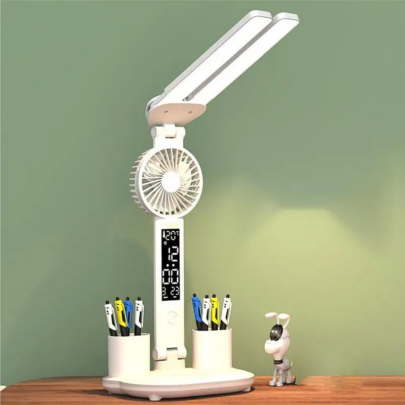 Table Light With Fan Multifunctional Table Lamp Lighting Long Battery Life Book Reading Light Study Room Accessoriesfor Outdoor
