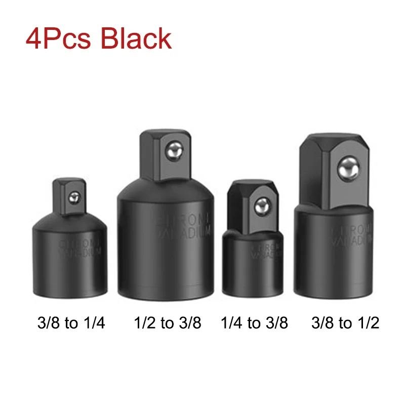 

4Pcs Impact Socket Adapter and Reducer Set 1/4" to 3/8" to 1/2" Impact Driver Conversions CRV Swivel Socket Wrench Tool