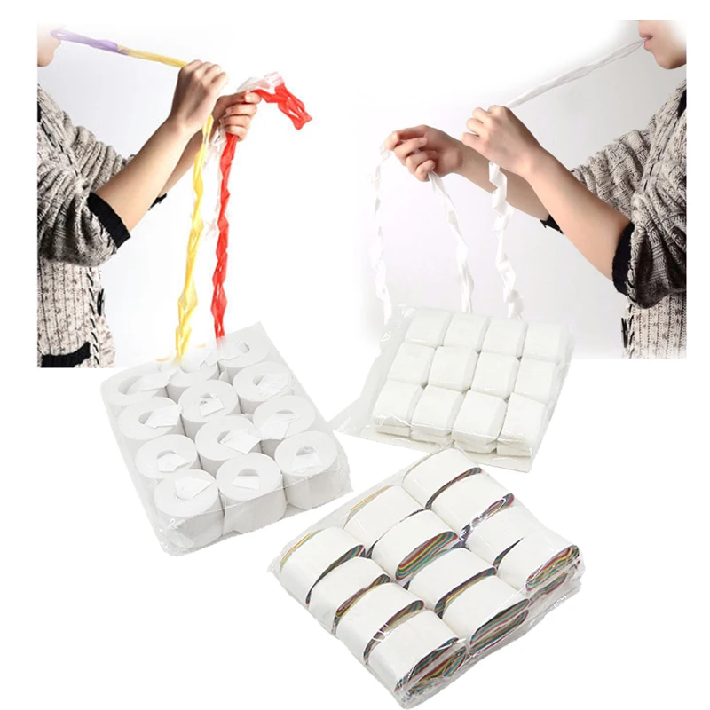 12Pcs Multi-color White Mouth Coils Paper Paper Appear from Mouth Stage Magic Magic Prop Magician Accessories