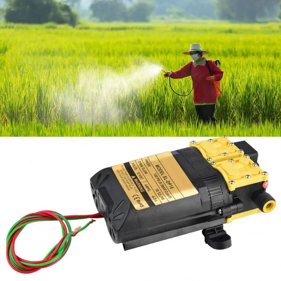 

DC12V 7-9LPM Large Flow Rate Agricultural Electric Water Pump 4-4.5A Micro High Pressure Diaphragm Water Sprayer Car Wash