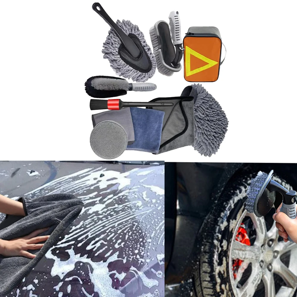 

10 Pcs Car Detailing Brush Set Car Wash Cleaning Brushes Kit Multipurpose Wheel Tire Wash Sponge Brush For Car Washing