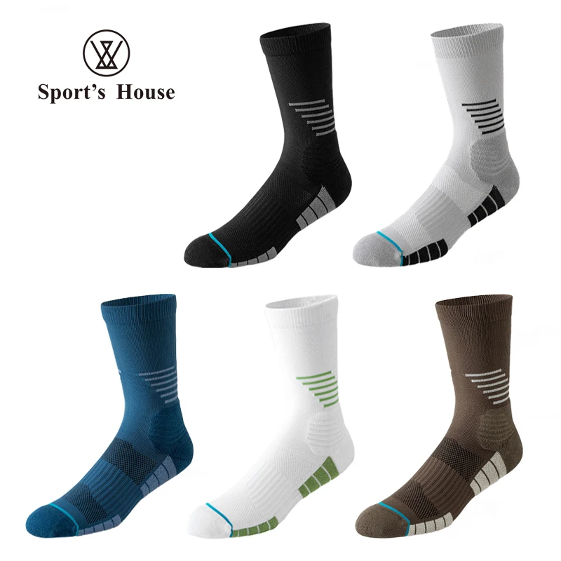 

SPORT'S HOUSE New spring/summer men's mid-tube socks Towel bottom moisture absorption breathable ankle protective sports socks