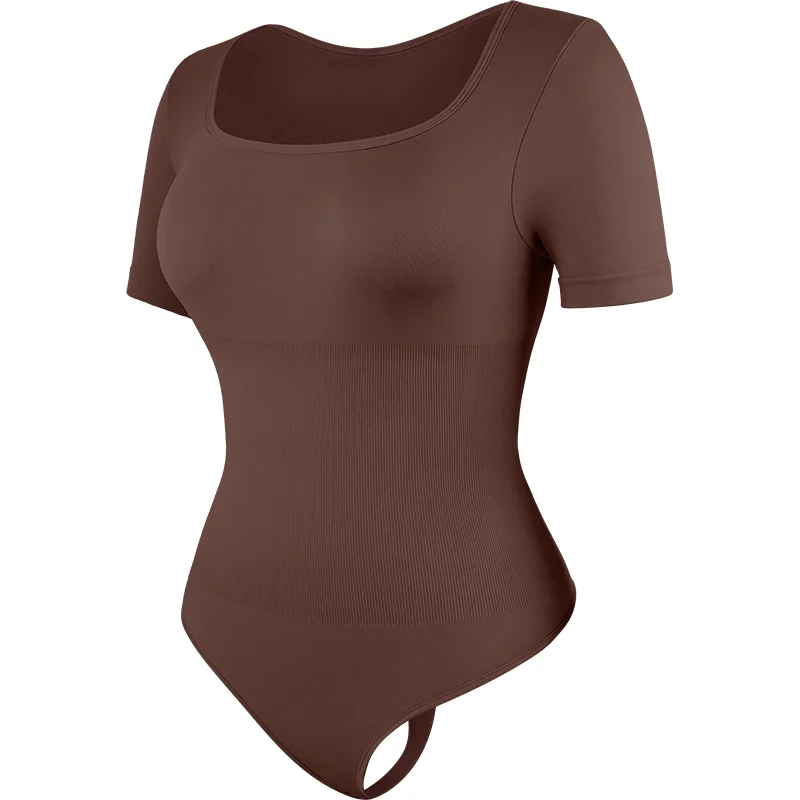 Miss Moly Plus Size Bodysuit for Women Short Sleeve Full Body Shaper Waist Trainer Butt Lifter Thong Panty Tummy Control Shaper