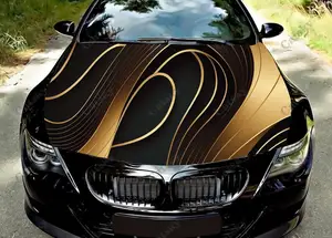 Image for Abstract Luxury Golden Line Car Hood Vinyl Sticker 