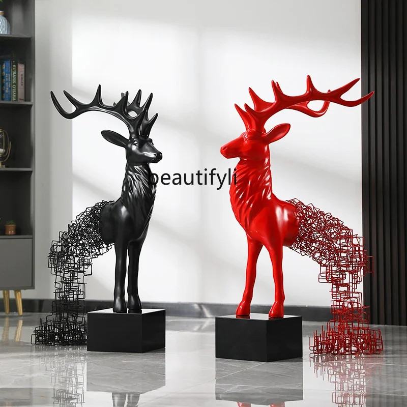 

Floor Ornaments Large Creative FRP Deer Sculpture Hotel Lobby Club Decoration