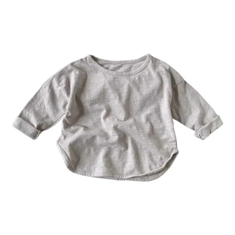 New Arrival Bamboo Cotton Long Sleeve T-Shirt for Spring/Autumn Unisex Kids, Korean Style Pure Cotton Base Shirt Baby Top 5