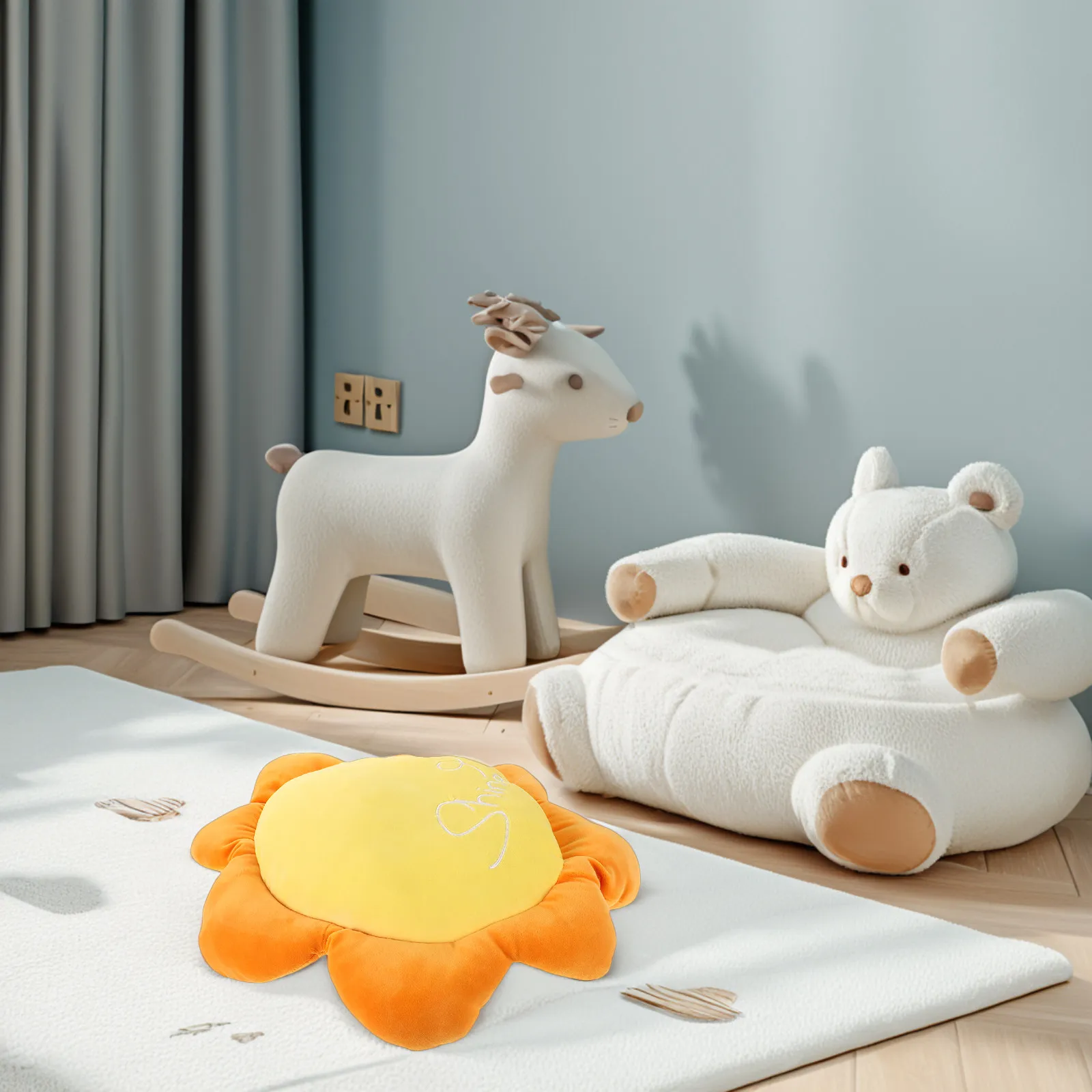 태양 구름 어린이 쿠션 베개 부드럽고 편안한 장 쿠션 베개, 아이들 침실, 보육..