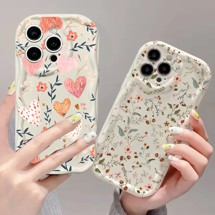 Whimsical Leaves & Flowers Silicone Phone Case Cover