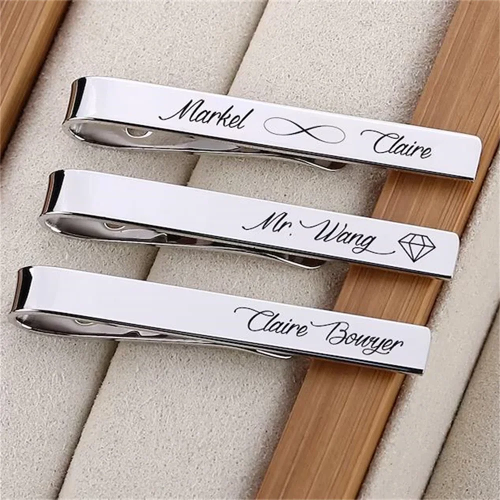 Stainless Steel Customized Name Tie Clip For Men Personalized Custom Engraving Names Accessories Jewelry Valentines‘s Gifts