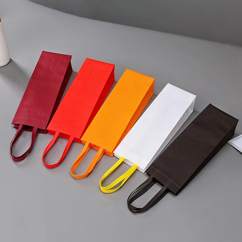 Non-wovens Champagne Beer Waterproof Gift Bag Brand New Color Single Bottle Red Wine Bottle Hand Handle Packaging Pouches