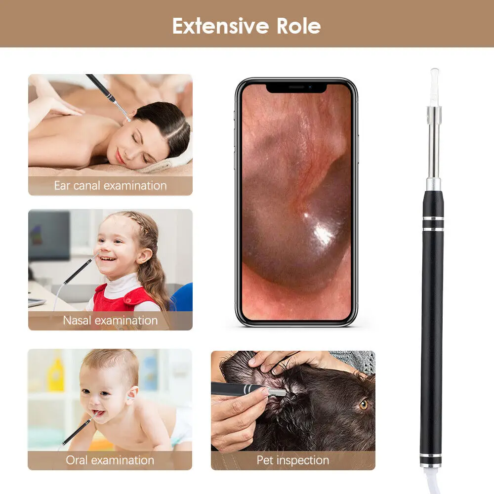 PVC Ear Endoscope Set with HD Camera and LED Light for Ear Wax Removal