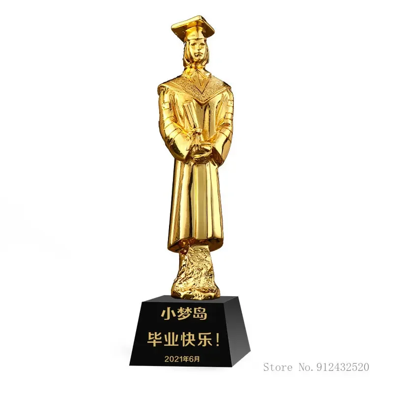 Customized Resin Trophy Student, Model Model, Crystal Base Trophy, Excellent Sculpture, Model for School and Annual Meeting, 1Pc