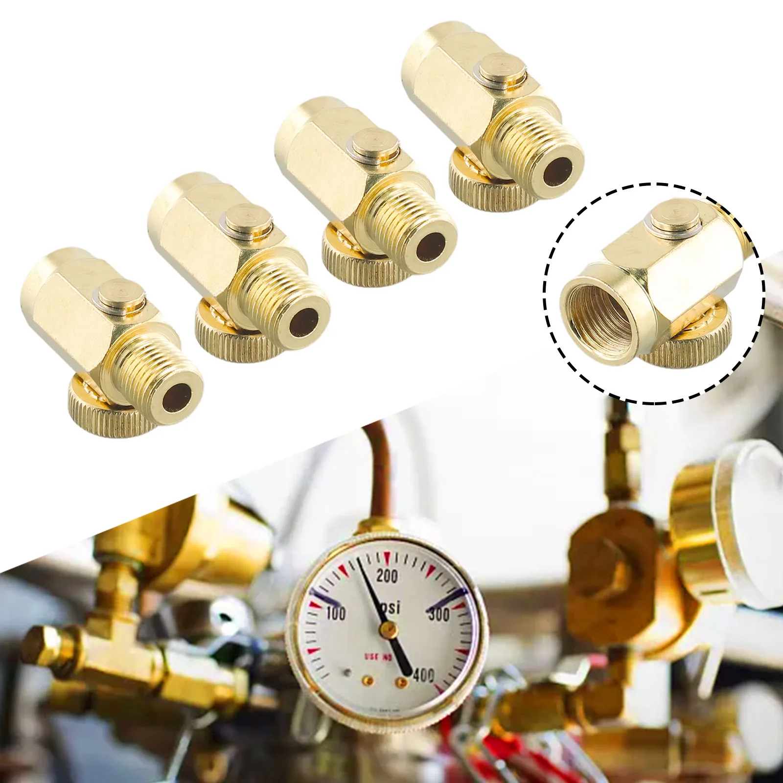 

1/4 NPT Inline Regulator Solid Brass Compressed Air Pressure Valve Tool Easy Installation and Adjustment Pack of 4