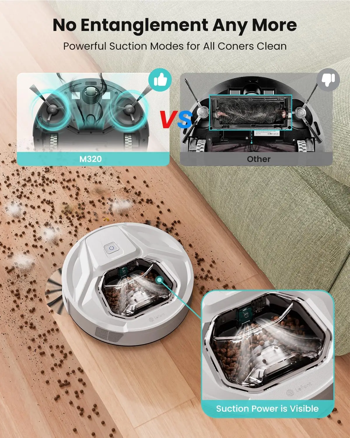 Robot Vacuum Cleaner with Mop, 6000Pa Powerful Suction, 210 Mins Runtime, Super Slim, Visible Dustbin, Carpet Detect