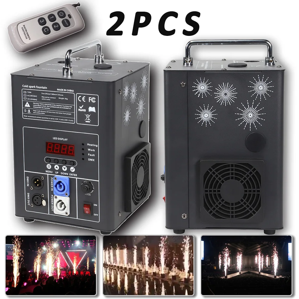 

2PCS YUER 750W Cold Spark Machine Firework Remote DMX Control Stage Effect Equipment For Party Dj Disco Wedding Device