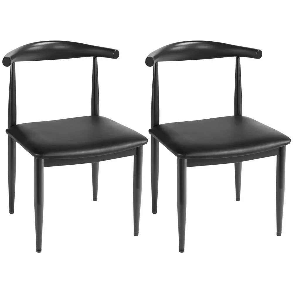 

Современный Кожаный обеденный стул без подлокотников, кожаные обеденные стулья со спинкой, черный, 2 шт.