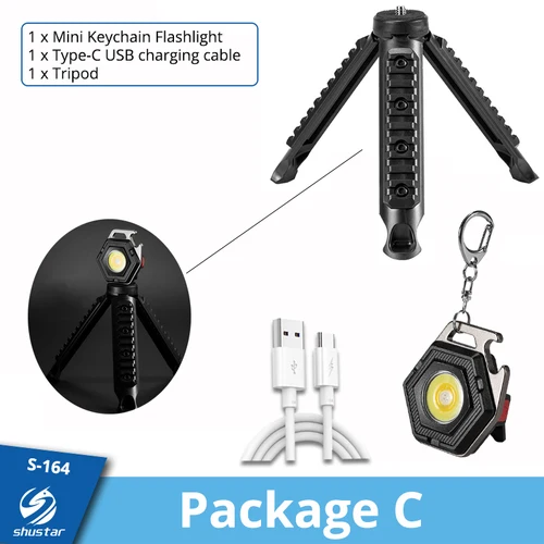 미니 캠핑 라이트 LED 손전등 랜턴 USB 충전 COB 키 체인, 작업 조명 투광 조명 강한 자석 IP64 방수 9