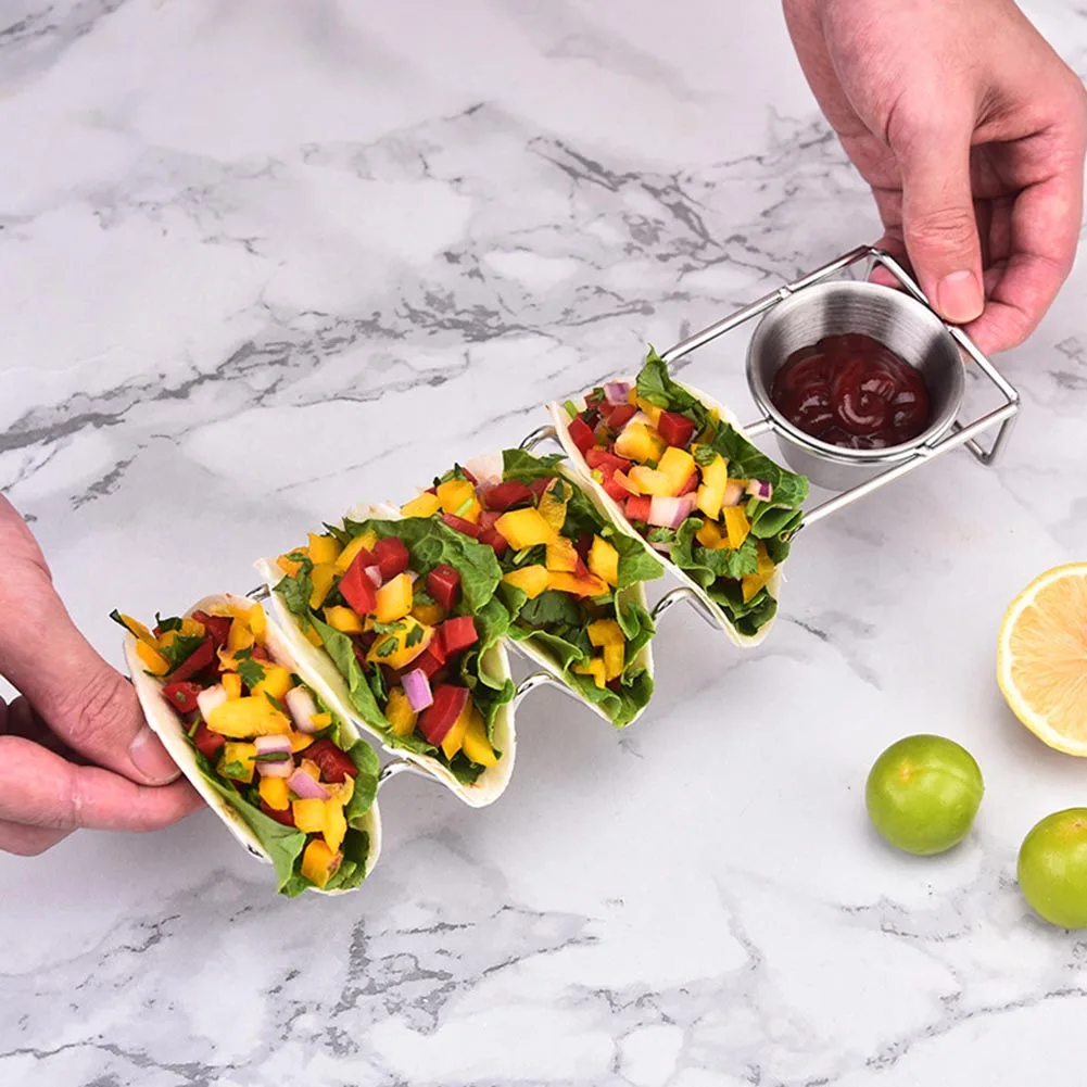 Soportes Para tacos de acero inoxidable, ranuras en forma de onda, estante Para comida mexicana, máquina Para Hacer Tortillas eléctricas, cocina Empanada Para Pies