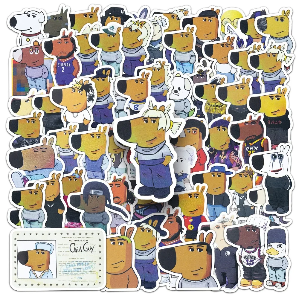 Funny Just A Chill Guy Girl Dog Meme Stickers Graffiti Decals for Laptop Phone Case Notebook Water Bottle DIY Sticker 10/65Pcs