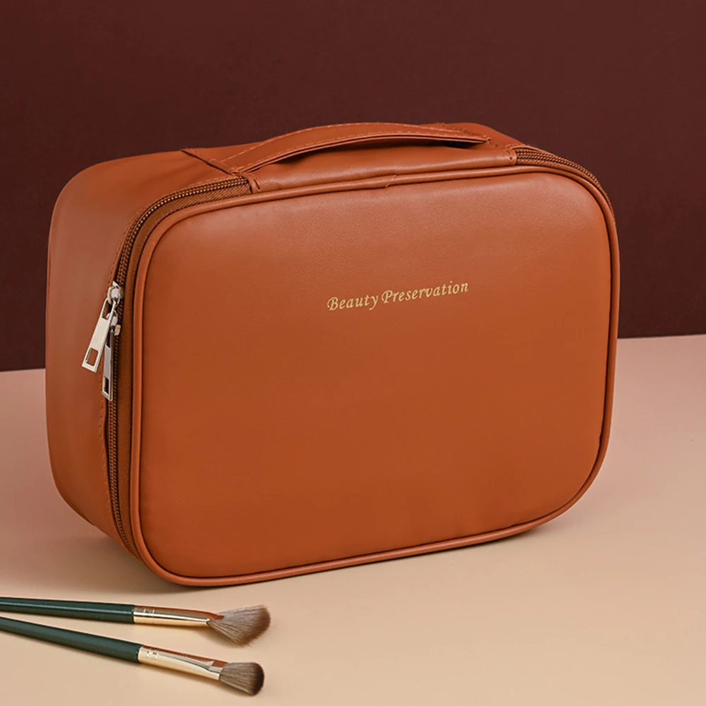 Borsa per cosmetici da viaggio, grande capacità, custodia per il trasporto impermeabile Custodia per cosmetici con divisore e maniglia - immagine 6