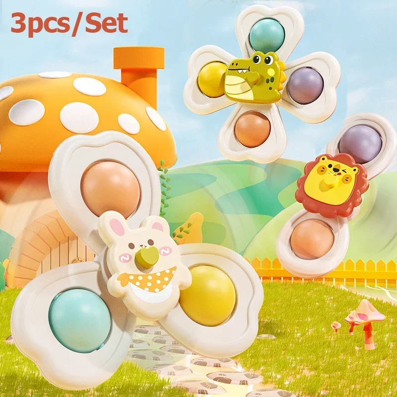 3PCS Suction Cup Spinner Toy Baby Bath Funny Game Educational Toys For Children Girls Boys Infant Sensory Stress Reliever Gift 2