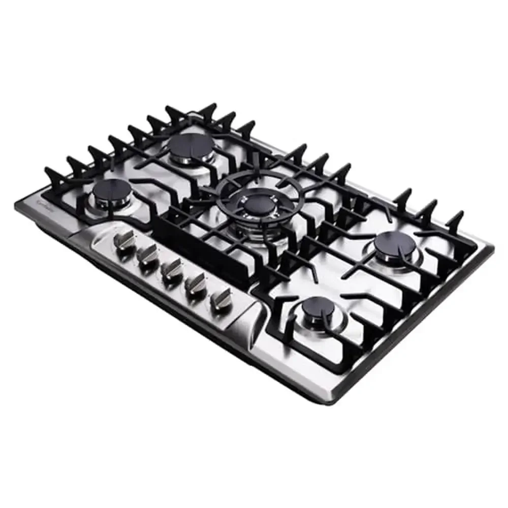 30 Inch Stainless Steel Gas Cooktop Built-in 5 Burners LPG/NG Dual Fuel Stovetop 5