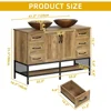 48" Double Rustic Bathroom Vanity, with Double Sink and Drawers Side Cabinet Combo Set & Shelf,Boat Tempered Glass Vessel Sink 2