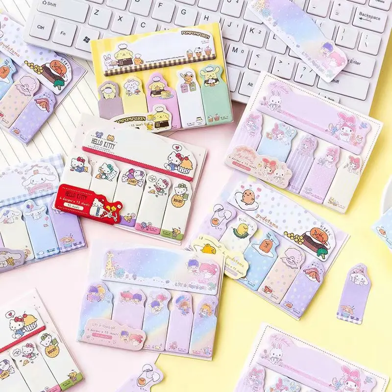 

120pcs Cartoon Lovely Sanrio Hello Kitty Refrigerator Sticker Message Post N Times Pasting Note Paper Stationery Wholesale