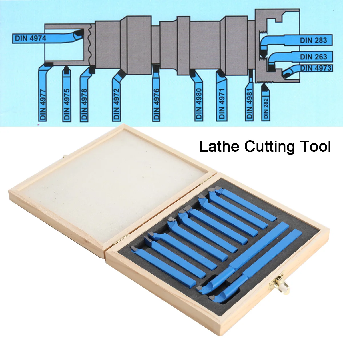 10Pcs Carbide Turning Tool Lathe Tool Lathe Tools Carbide Tipped Welding Milling Cutting Turning Tool Set Grooving Tool 10*10mm
