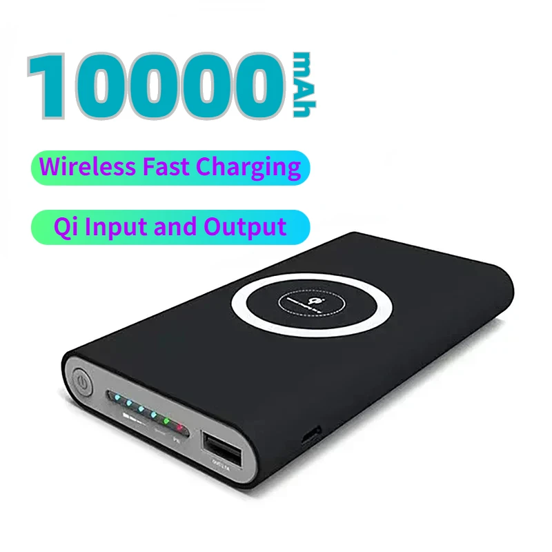 

10000mAh Wireless Power Bank Two-way Fast Charging Portable Charger Type-c External Battery Qi Input and Output for IPhone