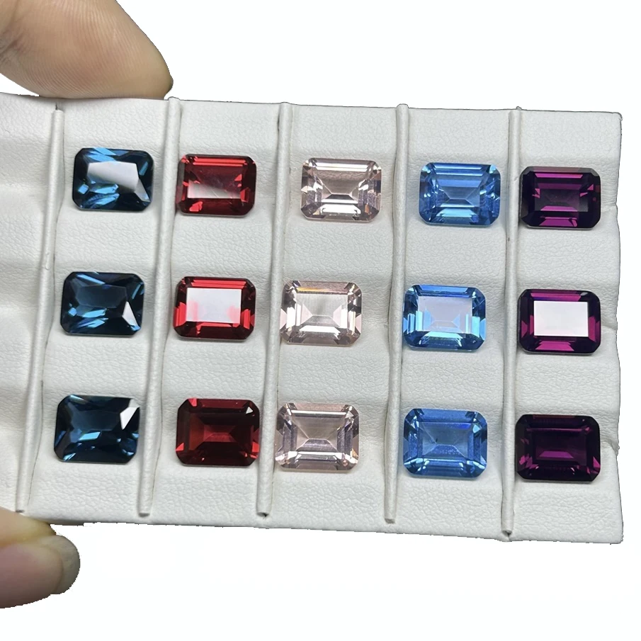 

8x10mm Emerald Cut Nano Lab Grown Octagon Morganite Pink Nano Crystal Stones