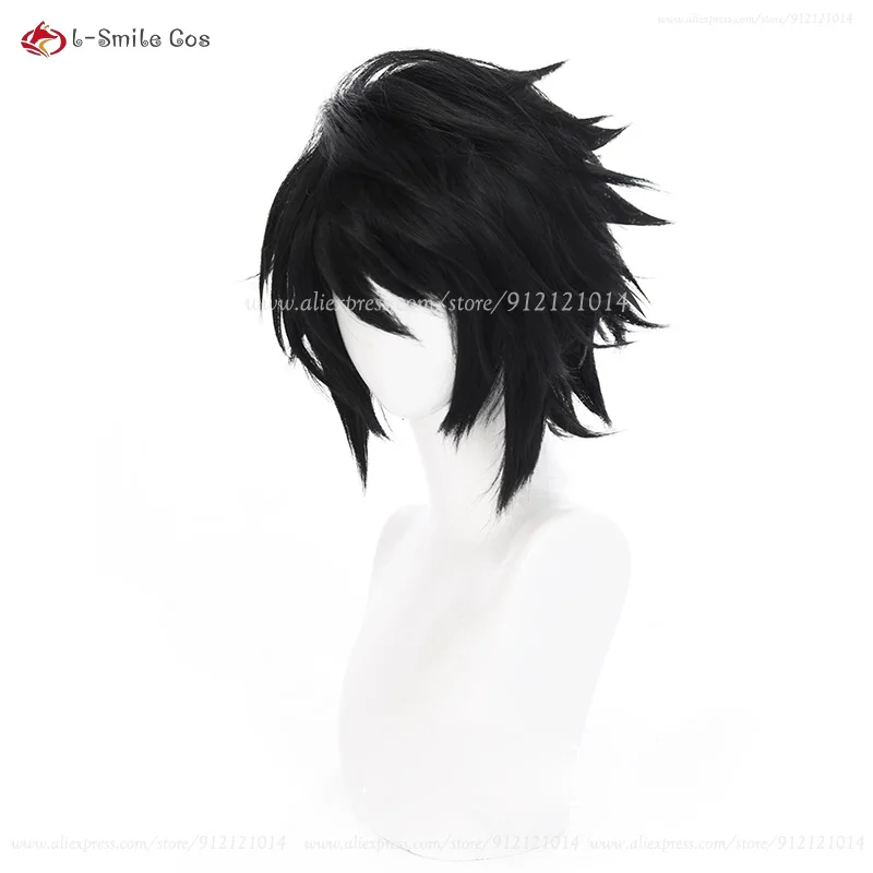 Death Note L Lawliet Cosplay Perücke Schwarz Kurz Hitzebeständig Synthetik Anime Halloween 5