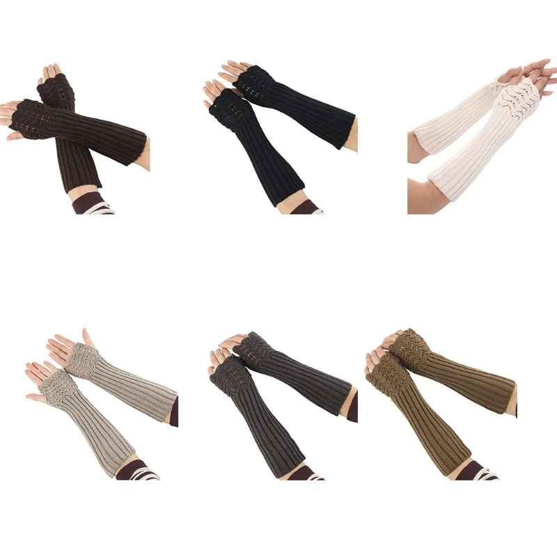 

Knitted Gloves for Typing Winter Glove with Thumb Hole Unisex Half Finger Mitten